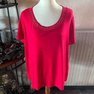 Red Embellished T-shirt